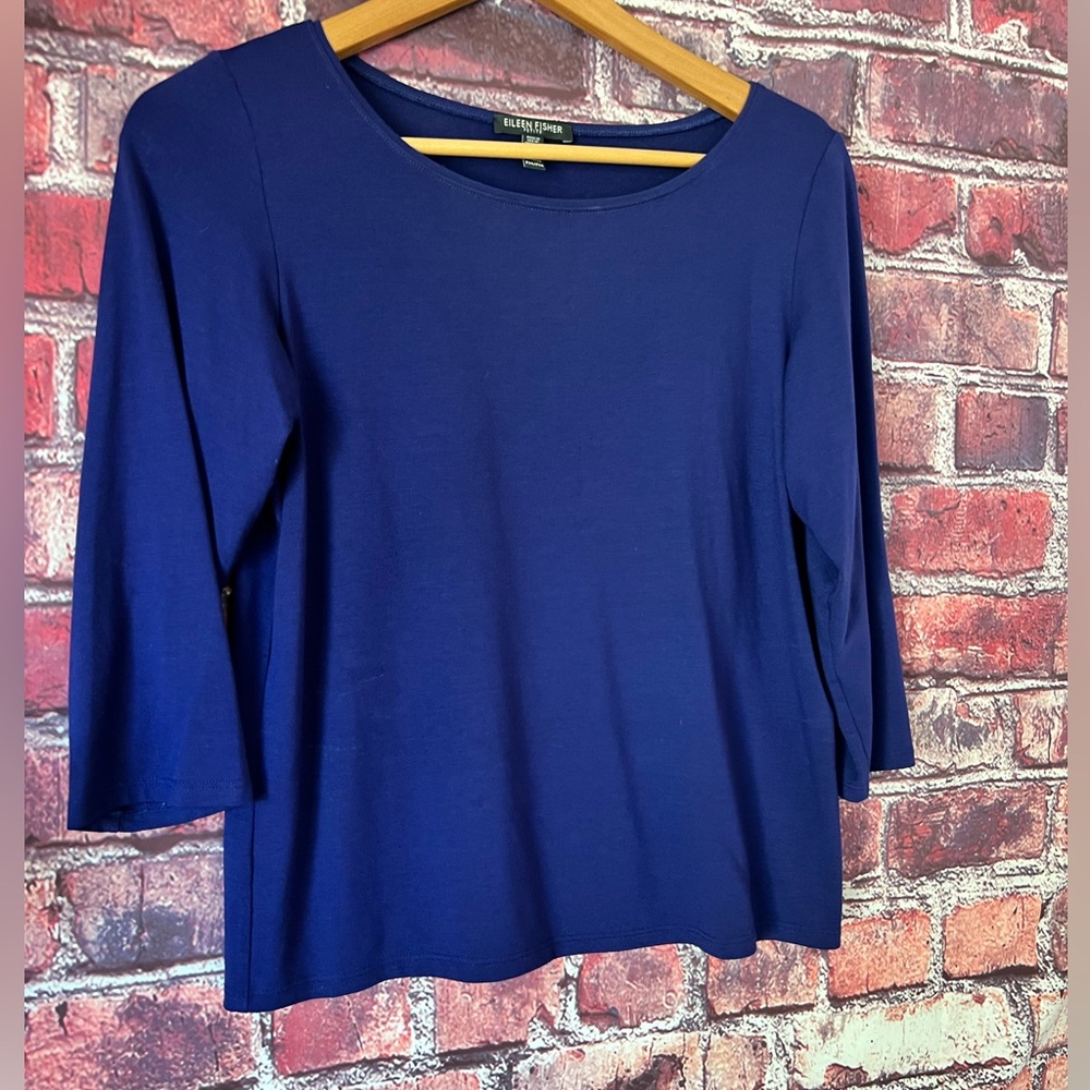 Eileen Fisher Purple Scoop Neck 3/4 Sleeve Top